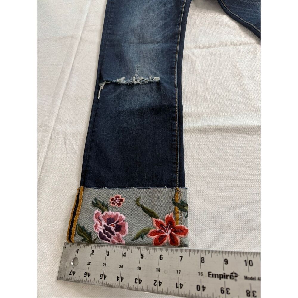 Driftwood Colette Dark Wash Embroidered Cropped Denim Jeans Size 29 - Picture 4 of 9